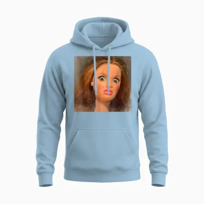 Funny Disgusting Doll Face Meme Unisex Hoodie - Light Blue