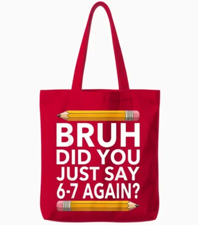 Funny 67 Teacher Shirt Bruh 6-7 Meme Six Seven Tote Bags - Red