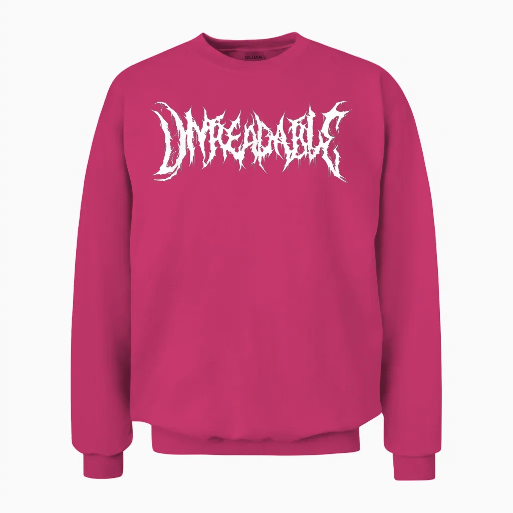 Unreadable. Death Metal, Extreme Black Metal Band Funny Rock Unisex Sweatshirt in Heliconia