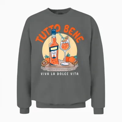 Tutto Bene X Viva La Dolce Vita Oil Aperoir Spritz Club Back T-Shirt, Black, S Unisex Sweatshirt - Graphite Heather