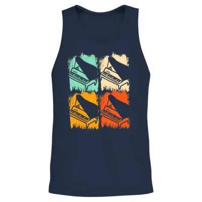 Retro Piano Pop Art Pianist Retro Keyboard Music Unisex Tank Top - Navy