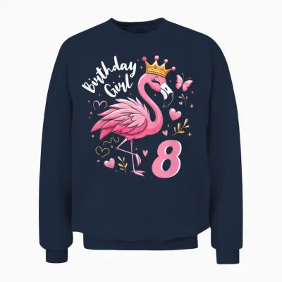 8. Geburtstag Süßes Flamingo Mädchen 8 Jahre Alt Niedlich Unisex Sweatshirt - Navy