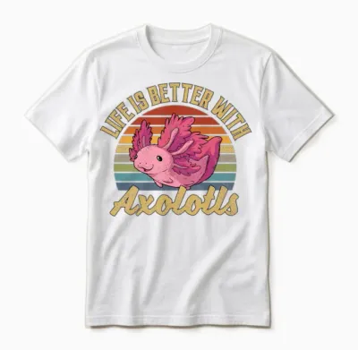 Axolotl Retro Unisex T-Shirt - White