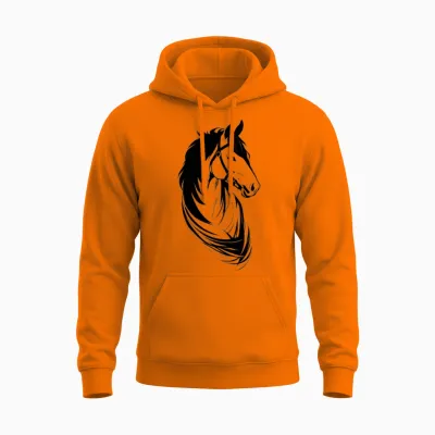 Black Horse Unisex Hoodie - Safety Orange