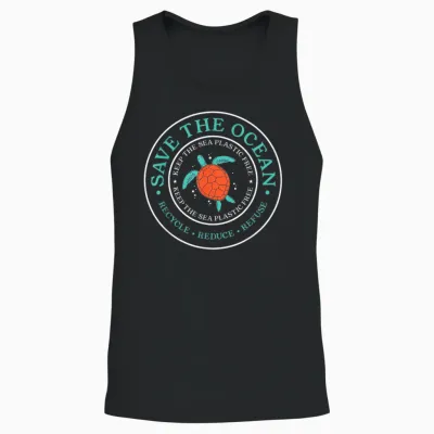 Save the Ocean Lovely Earth Day Sea Kunststoffstrohhalm Frei Unisex Tank Top - Black