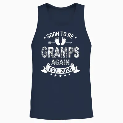 Soon to Be Gramps Again 2026 Annonce Drôle De Grossesse Unisex Tank Top - Navy