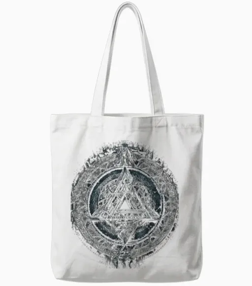 Nordische Kultur Und Nordmänner Designs Viking Nordic Runes Nordmann Mythology T-Shirt, Unisex Adult, Black, S, Short Sleeve, V-Neck, Classic Fit Tote Bags - White