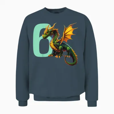 Kinder Geburtstag Drache 6 Jahre Junge Drachen Zahl Alter Unisex Sweatshirt - Dark Heather