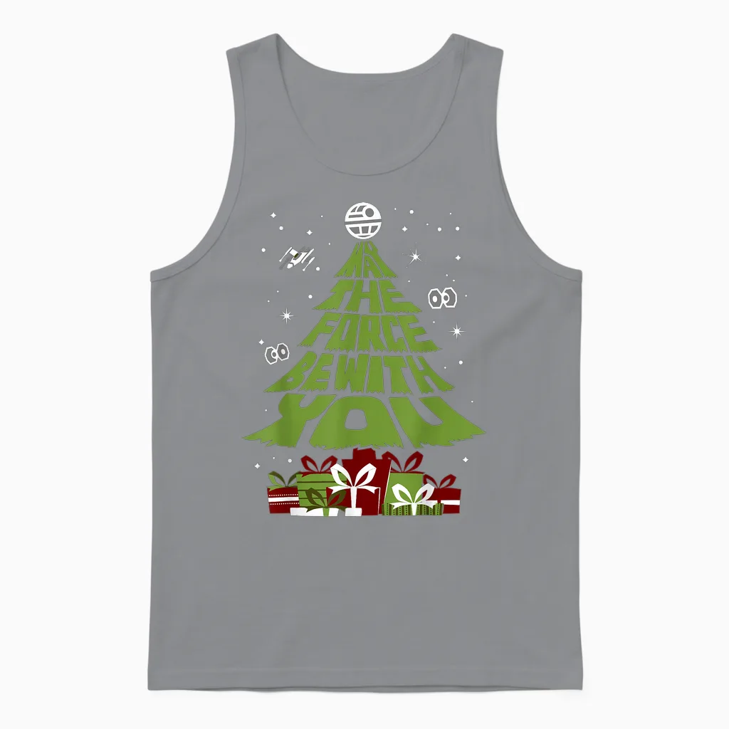 Star Wars May the Force Be with You Christmas Tree Unisex Tank Top in Sport Grey