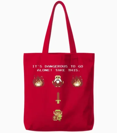 Nintendo Zelda Classic Nes Epic Intro Take This! Short Sleeve Tote Bags - Red