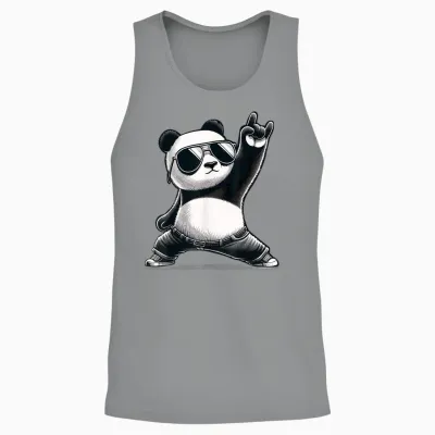 Panda Retro Rock Music Gifts Men Kids Women Panda Funny Unisex Tank Top - Sport Grey