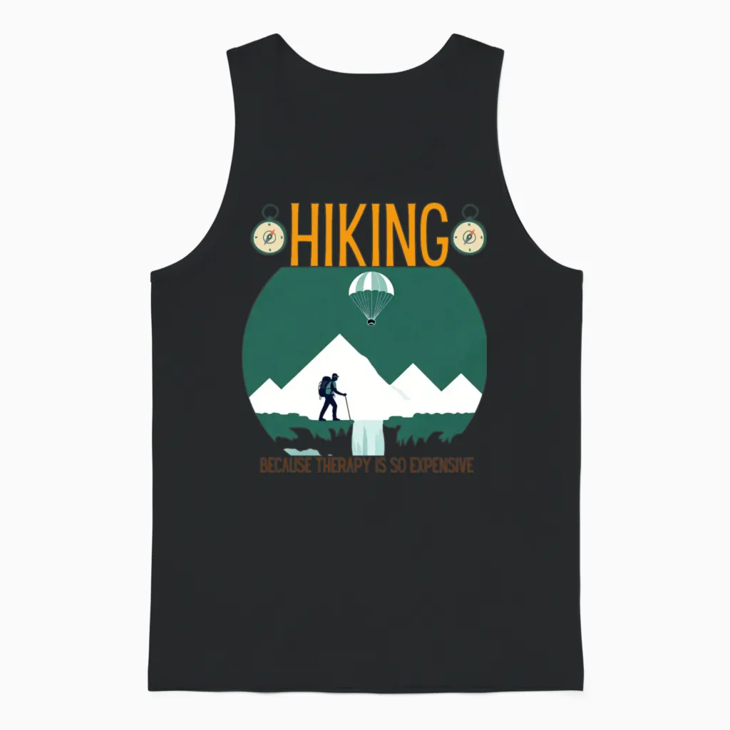 Hiking Is Better Than a Therapy Session Unisex Tank Top in Black