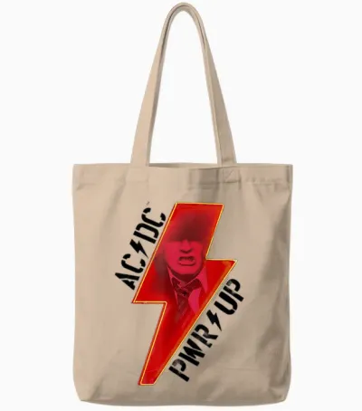 Offizielles Ac/dc Pwrup Album Bolt Rock Musik Band Logo Tote Bags - Natural