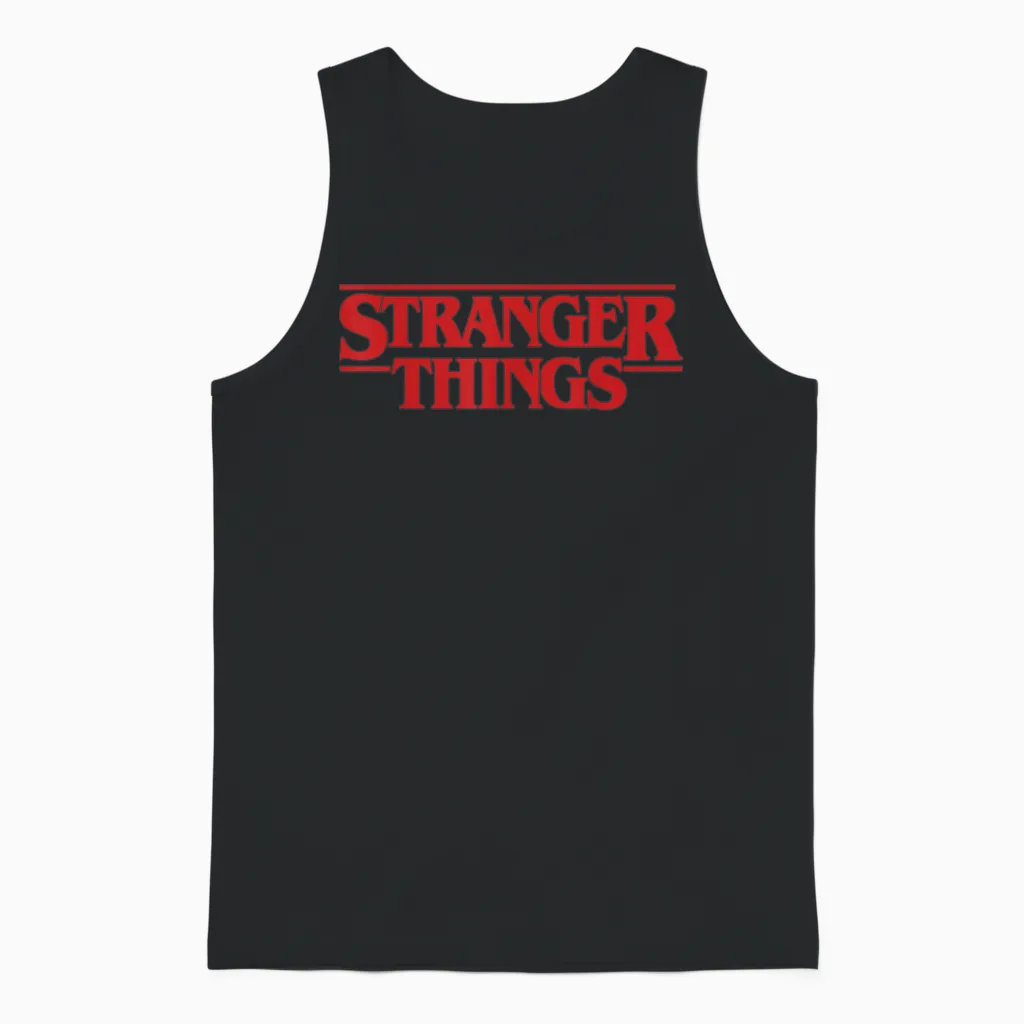 Netflix Stranger Things Simple Red Logo Unisex Tank Top in Black