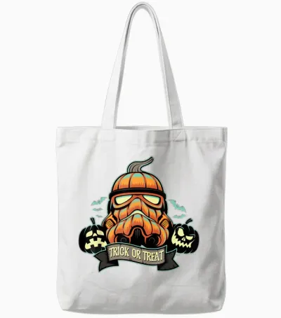 Star Wars Halloween Stormtrooper Jack-O’-Lantern Pumpkin Tote Bags - White