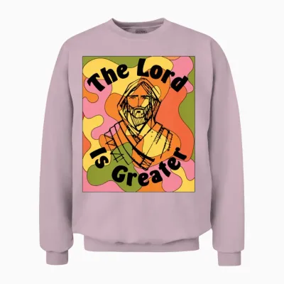 Retro Lord Is Greater Boho Positive Retro Christia Unisex Sweatshirt - Light Pink