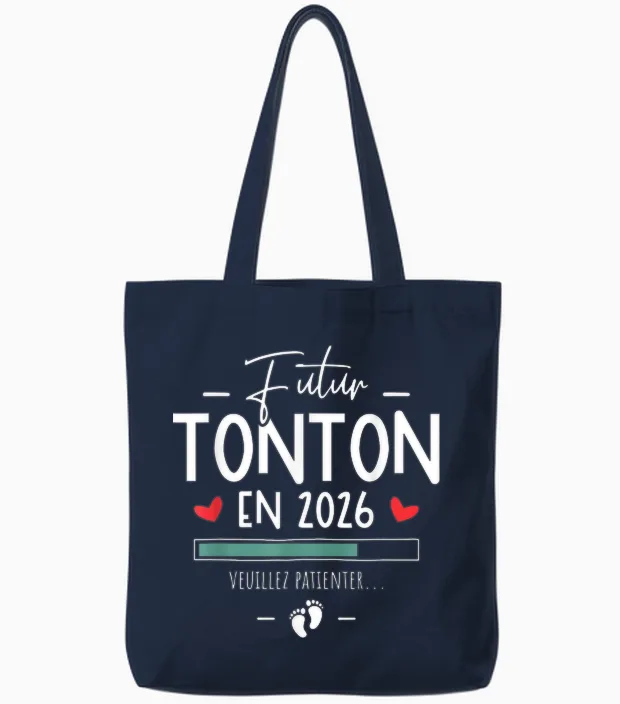 You Will Be Future Tonton 2026 Announcement Pregnancy Tonton Tote Bags in Navy