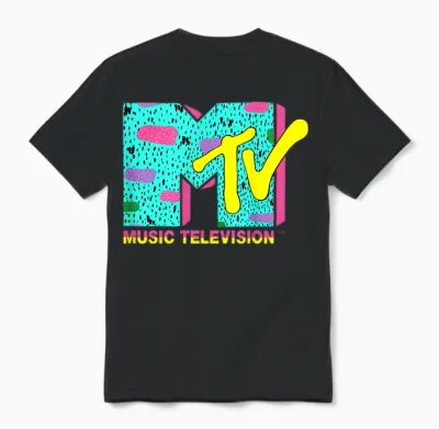 Mademark X Mtv - the Official Mtv Logo with Wild Colors and a Funky Design Unisex T-Shirt - Black