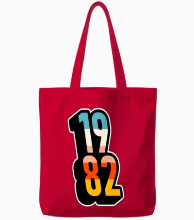 1982 Retro Stripes Tote Bags - Red