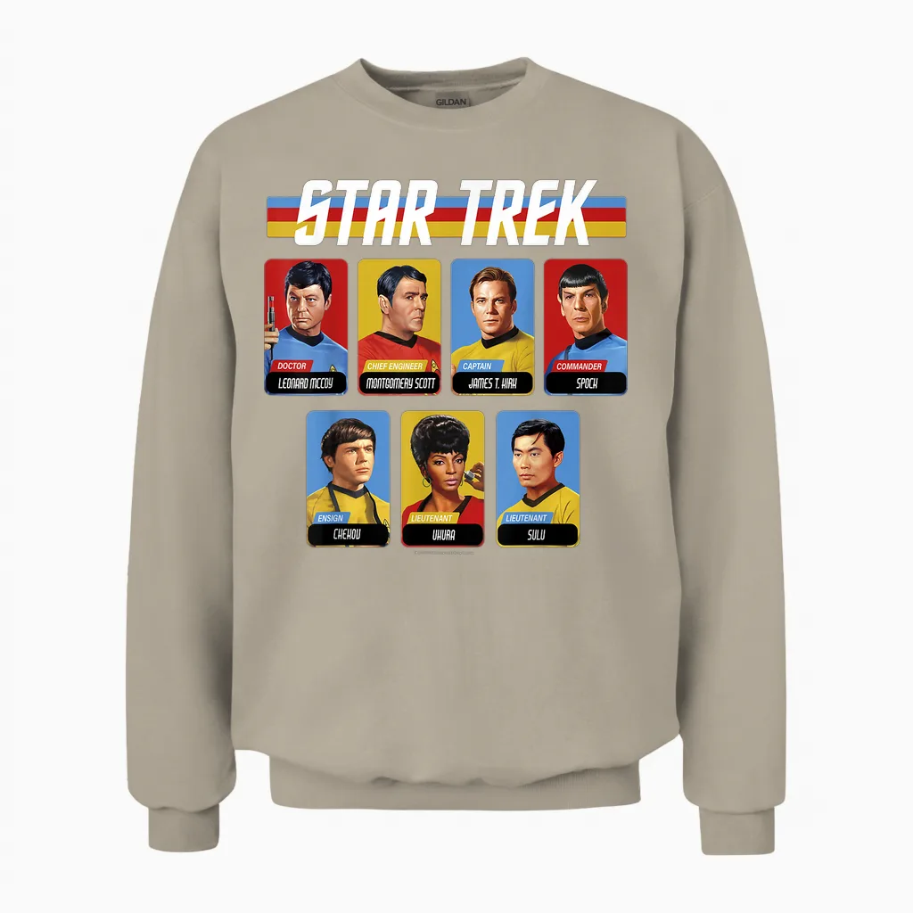 Star Trek: the Original Series Bridge Crew Retro Portraits Unisex Sweatshirt in Sand