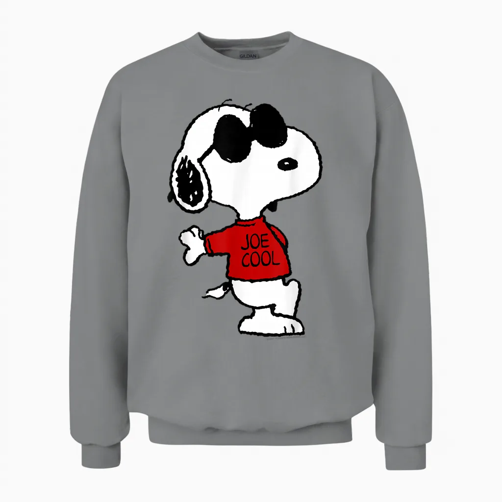 Peanuts Snoopy Joe Cool Old School Comic Geek 80er 90er Retro Unisex Sweatshirt in Sport Grey