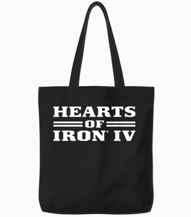 Hearts of Iron Iv Logo White Strategy Game Tote Bags in Black