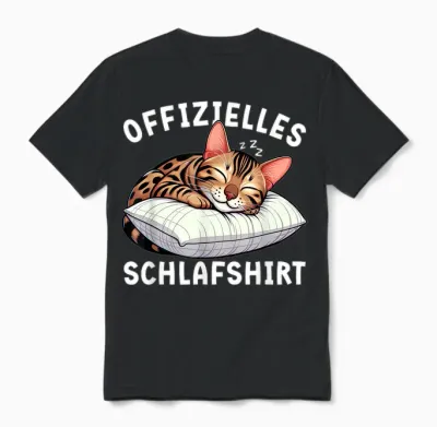 Offizielles Schlafshirt Bengal Katze Nickerchen Schlafanzug Unisex T-Shirt - Black