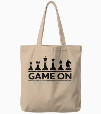 Game on Chess Pieces Funny Board Game Themed Gift Men Kids T-Shirt Small Tote Bags - Natural