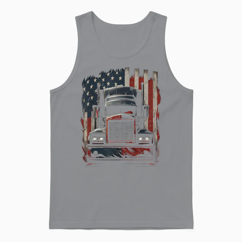 Us Amerikanische Flagge Trucker Lkw-Fahrer Geschenk Unisex Tank Top in Sport Grey
