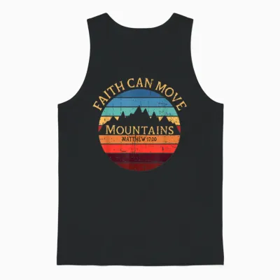 Faith Can Move Mountains Christian Bible T-Shirt, Black Unisex Tank Top - Black