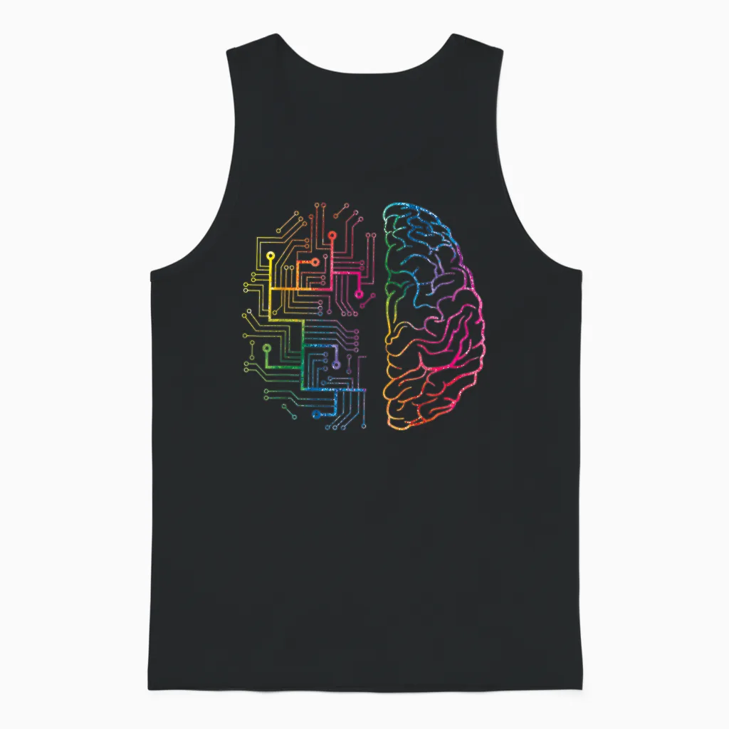 Brain Chip Ai T-Shirt | Informatik, Künstliche Intelligenz | Unisex-Erwachsene, Schwarz, S Unisex Tank Top in Black