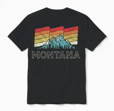 Retro Montana Mountains Vintage Unisex T-Shirt - Black
