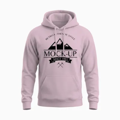 Retro Authentic Style Mockup for Light Unisex Hoodie - Light Pink