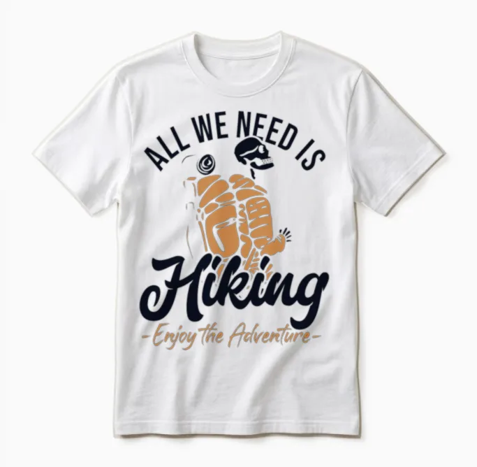 Hiking Enjoy the Adventure Backpacking Outdoor Unisex T-Shirt in White