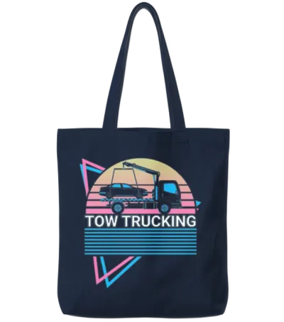 Tow Trucking Tow Truck Retro Tote Bags - Navy