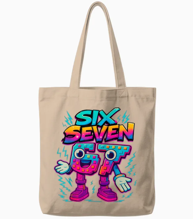 Funny Meme 67 Six Seven 6 7 Italian Brainrot Youth Boys Tote Bags in Natural