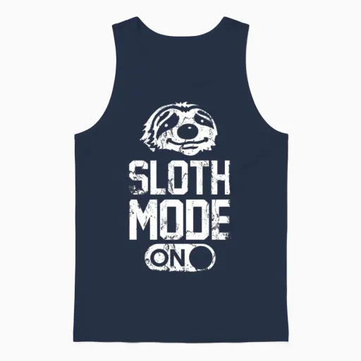 Sloth Mode on Unisex Tank Top in Navy