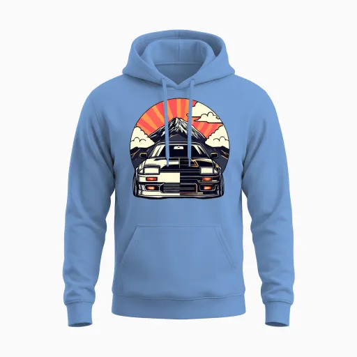 Jdm Car Japanese Retro Car Racing Drifting Legend Unisex Hoodie in Carolina Blue