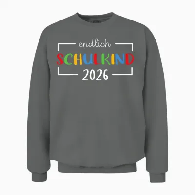 Children's School First Grader Enrolment - Endlich Schulkind 2026 Unisex Sweatshirt - Graphite Heather