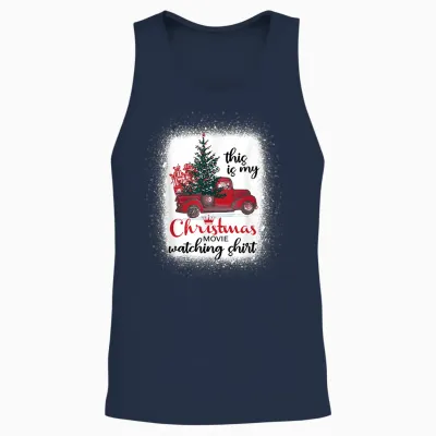 This Is My Christmas Movie Watching Shirt Vintage Red Truck Unisex Tank Top - Navy