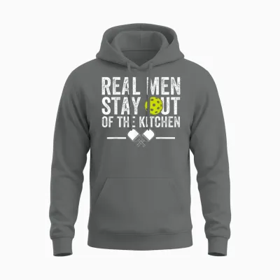 Real Men Stay Out of the Kitchen Funny Pickleball Vintage Unisex Hoodie - Graphite Heather