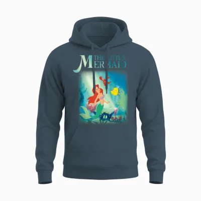 Disney the Little Mermaid Ariel Flounder Sebastian T-Shirt Poster, Black, S Unisex Hoodie - Dark Heather