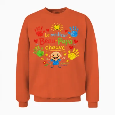 Gift Beautiful Bald Dad Funny Father's Day Christmas Unisex Sweatshirt - Orange