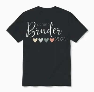 Ich Werde Ein Großer Bruder 2026 Heart Baby Announcement Unisex T-Shirt - Black
