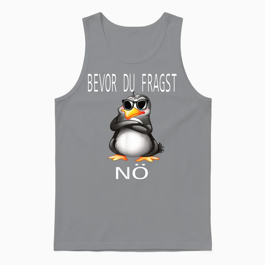 Funny Design with Cute Penguin T-Shirt, Black Unisex Tank Top in Sport Grey
