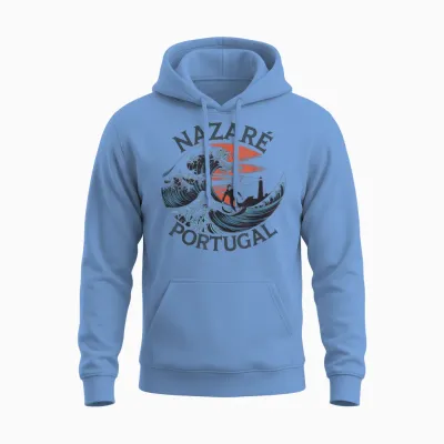 Nazaré Surfing Unisex Hoodie - Carolina Blue
