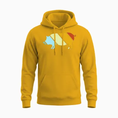 Pig Retro Unisex Hoodie - Gold