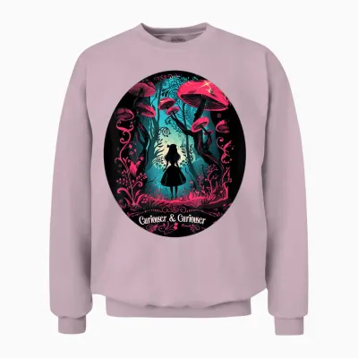 Alice in Wonderland T-Shirt, Black, S Unisex Sweatshirt - Light Pink