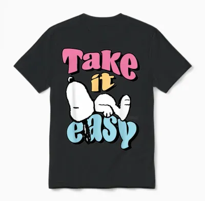 Peanuts - Snoopy Take It Easy T-Shirt, Black, S Unisex T-Shirt - Black