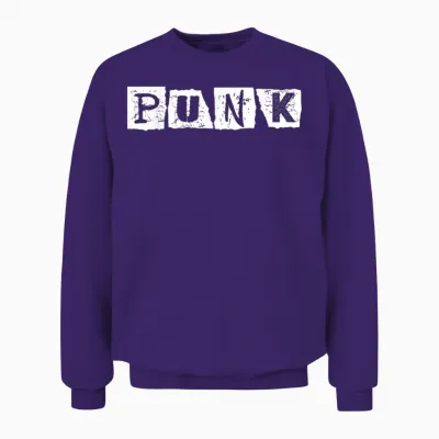 Punk Rock Alternative Musik Retro Distressed Typografie Unisex Sweatshirt - Purple